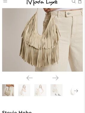 NWT! Moda Luxe Fringe Hobo Bag in Light Beige